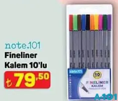 NOTE 101 FİNELİNER KALEM 10'LU fiyat ve kampanya bilgisi